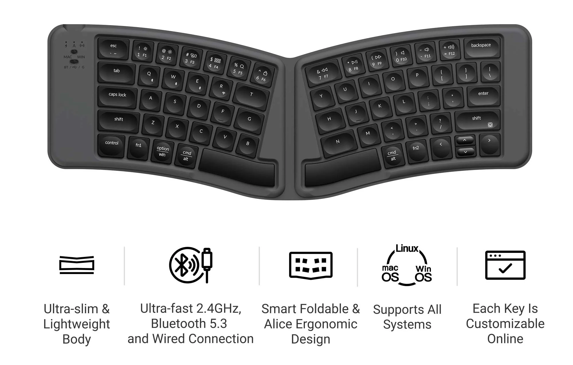 Keychron B11 Pro 65% Wireless Low Profile Foldable Keyboard - Image 3